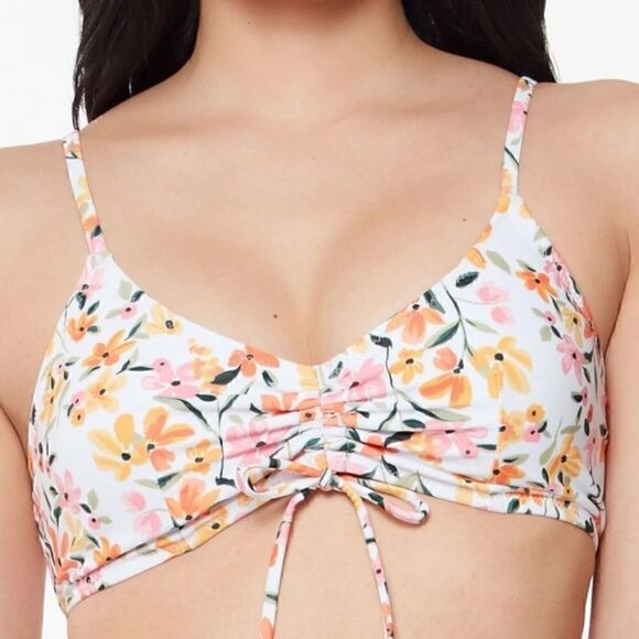 Jessica Simpson Summer Dreaming Ruched Front Top Bikini Sunset Tie Swim NEW L - Picture 10 of 10